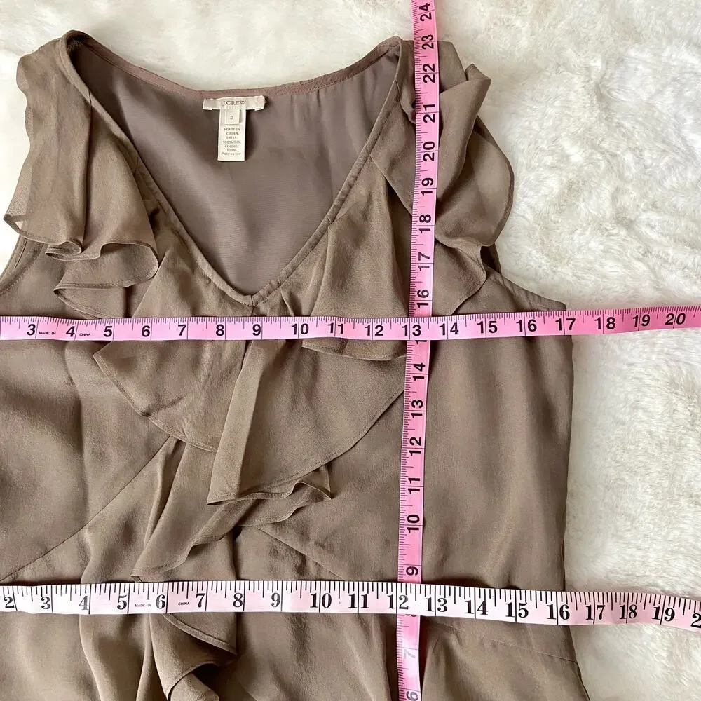 J. Crew 100% Silk Ruffled Tank Top Size 2